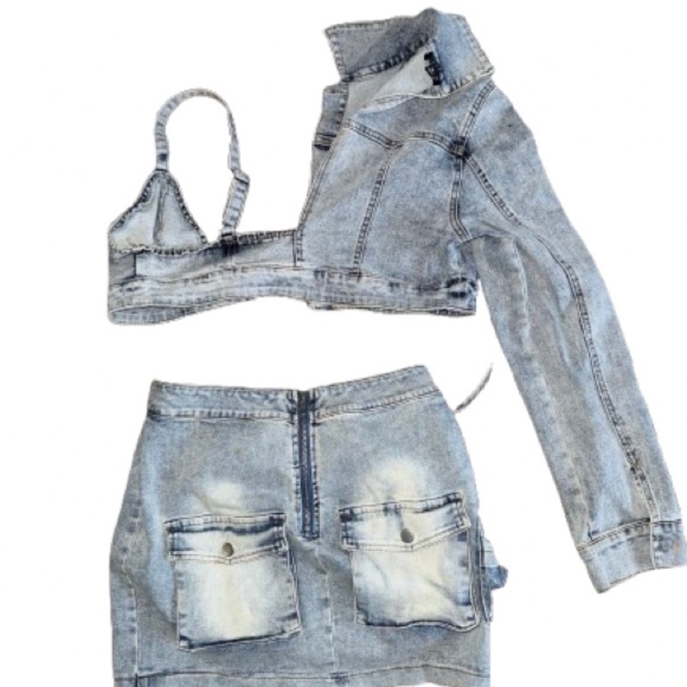 Edge Denim Asymmetrical Set - Picture 3 of 3